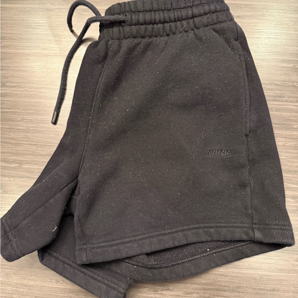 Aritzia cozy sweat fleece boyfriend mid thigh black size xs EUC